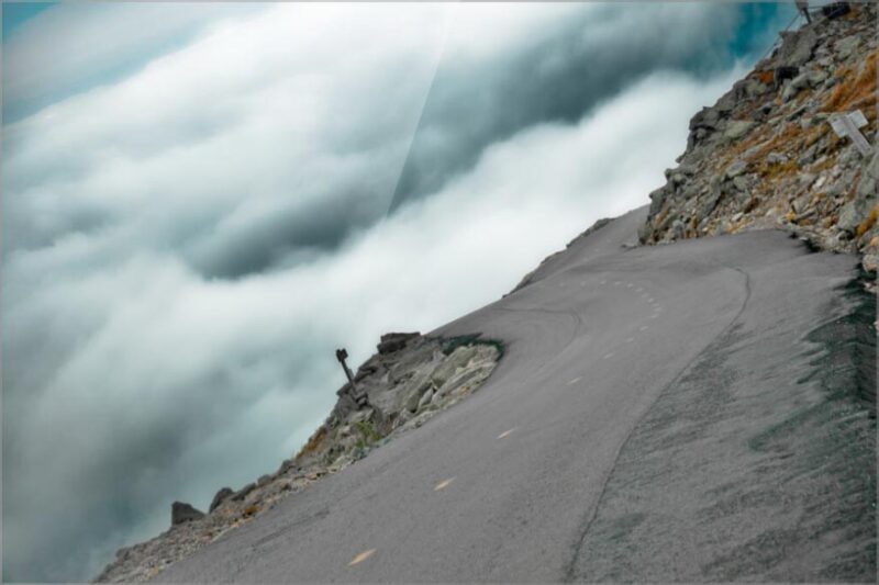 The Veiled Descent – Acrylic Print Above Clouds Film & Fire