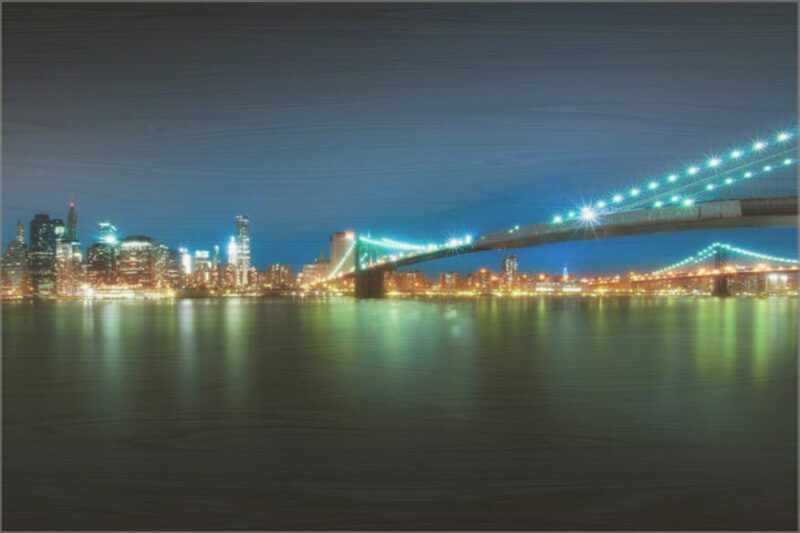 City of Stars – Wood Print Brooklyn Bridge Film & Fire