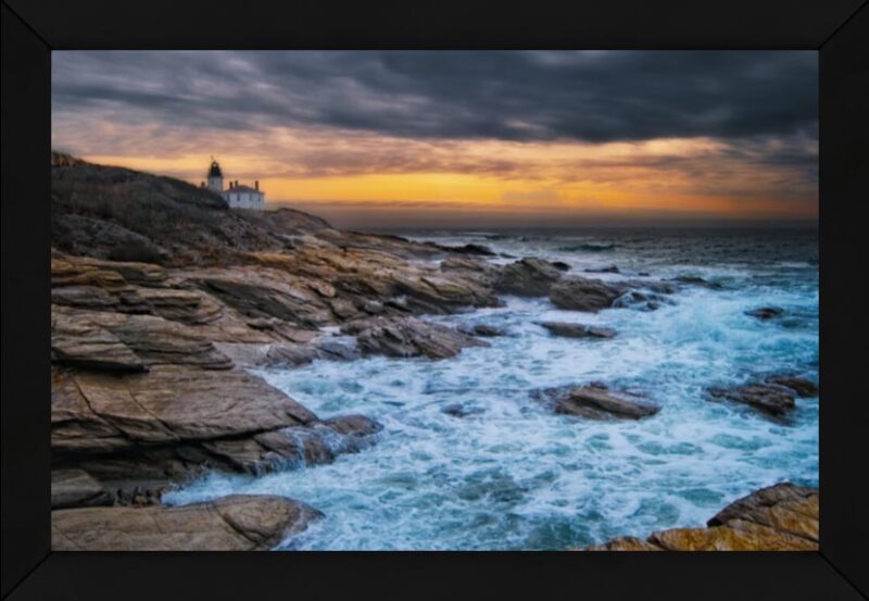 Guardian of Twilight – Framed Beavertail Lighthouse Film & Fire